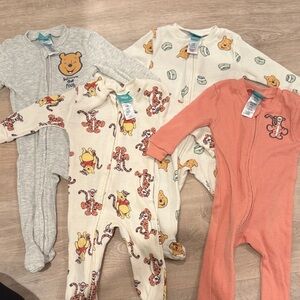 Disney Kids One Piece Footies Set - Gray, Cream, Orange